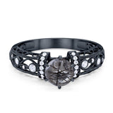 Art Deco Round Natural Stone Floral Ring