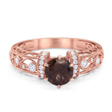 Art Deco Round Natural Stone Floral Ring