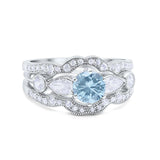 Three Piece Round Natural Stone Cocktail Ring