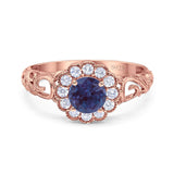 Vintage Style Round Natural Stone Flower Ring