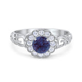 Vintage Style Round Natural Stone Flower Ring