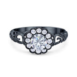 Vintage Style Round Natural Stone Flower Ring