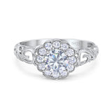 Vintage Style Round Natural Stone Flower Ring
