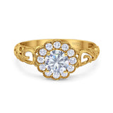 Vintage Style Round Natural Stone Flower Ring