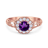 Vintage Style Round Natural Stone Flower Ring