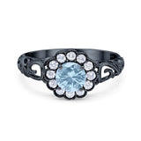 Vintage Style Round Natural Stone Flower Ring