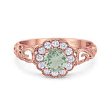 Vintage Style Round Natural Stone Flower Ring