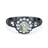 Vintage Style Round Natural Stone Flower Ring