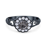 Vintage Style Round Natural Stone Flower Ring