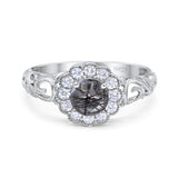 Vintage Style Round Natural Stone Flower Ring