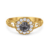 Vintage Style Round Natural Stone Flower Ring