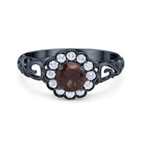 Vintage Style Round Natural Stone Flower Ring