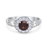 Vintage Style Round Natural Stone Flower Ring