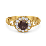 Vintage Style Round Natural Stone Flower Ring