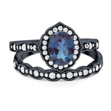 Two Piece Oval Natural Stone Vintage Style Ring
