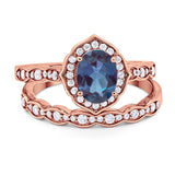 Two Piece Oval Natural Stone Vintage Style Ring