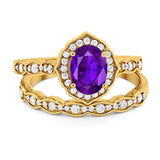 Two Piece Oval Natural Stone Vintage Style Ring