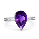 Pear Teardrop Solitaire Tapered Ring