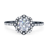 Art Deco Round Natural Stone Floral Ring