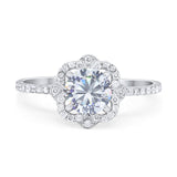 Art Deco Round Natural Stone Floral Ring