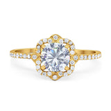 Art Deco Round Natural Stone Floral Ring