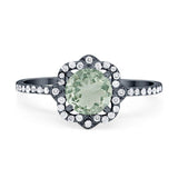 Art Deco Round Natural Stone Floral Ring
