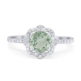 Art Deco Round Natural Stone Floral Ring