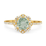 Art Deco Round Natural Stone Floral Ring