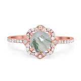 Art Deco Round Natural Stone Floral Ring