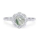 Art Deco Round Natural Stone Floral Ring