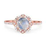 Art Deco Round Natural Stone Floral Ring