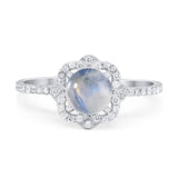 Art Deco Round Natural Stone Floral Ring
