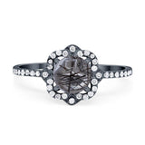 Art Deco Round Natural Stone Floral Ring