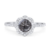 Art Deco Round Natural Stone Floral Ring