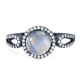 Art Deco Round Natural Stone Split Shank Ring