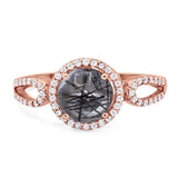 Art Deco Round Natural Stone Split Shank Ring