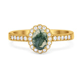 Oval Natural Stone Flower Ring