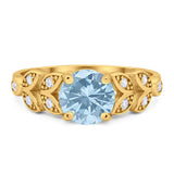 Round Natural Stone Leaf Design Ring