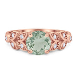 Round Natural Stone Leaf Design Ring