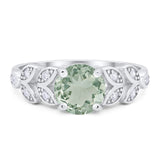 Round Natural Stone Leaf Design Ring