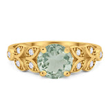 Round Natural Stone Leaf Design Ring