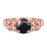 Round Natural Stone Leaf Design Ring