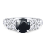 Round Natural Stone Leaf Design Ring