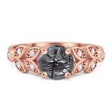 Round Natural Stone Leaf Design Ring