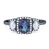Three Stone Oval Natural Stone Trellis Ring