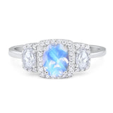 Three Stone Oval Natural Stone Trellis Ring