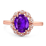 Art Deco Oval Natural Stone Floral Ring