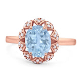 Art Deco Oval Natural Stone Floral Ring