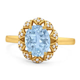 Art Deco Oval Natural Stone Floral Ring