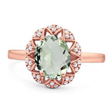 Art Deco Oval Natural Stone Floral Ring